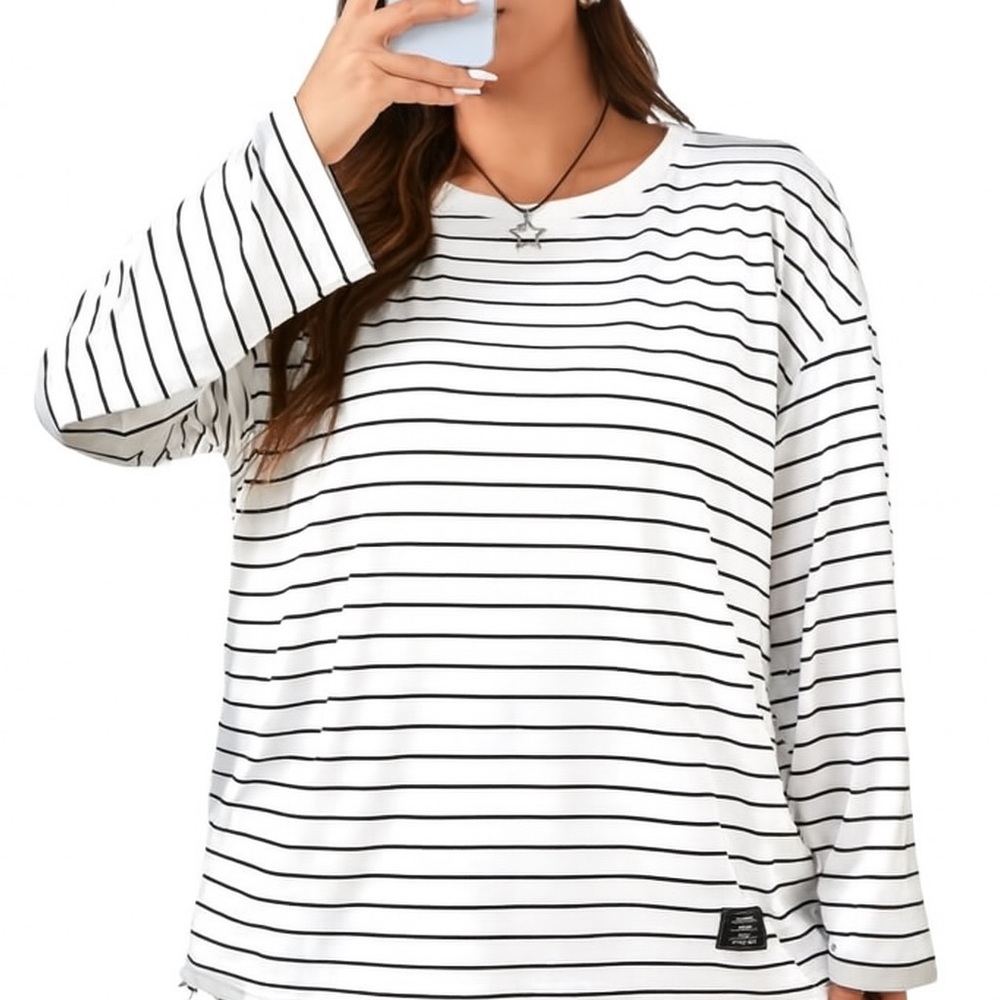 Black and White Striped Long Sleeve Top